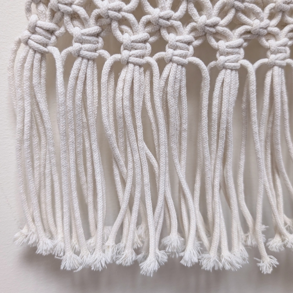 Bohemian Macrame Fringe Shoulder Bag White Cream - Picture 5 of 9